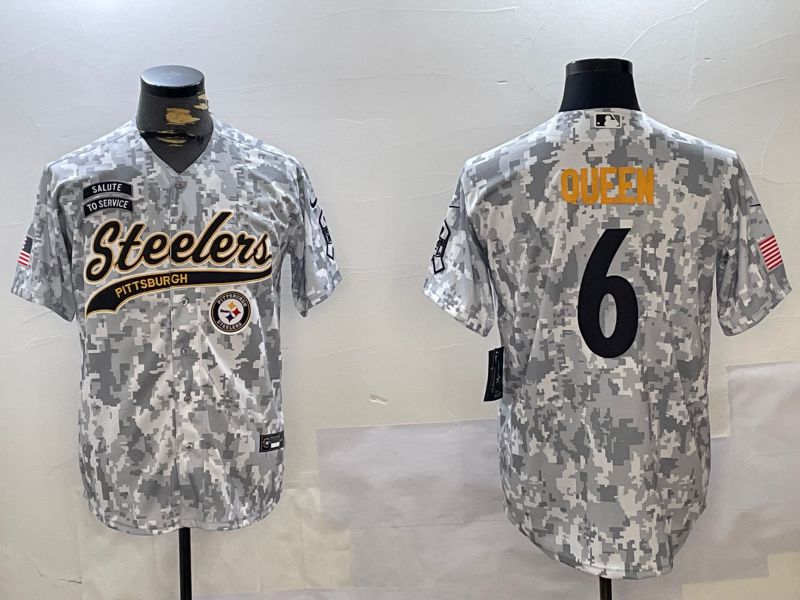 Men Pittsburgh Steelers #6 Queen Nike Arctic Camo 2024 Salute to Service Limited NFL Jersey style 1->youth mlb jersey->Youth Jersey